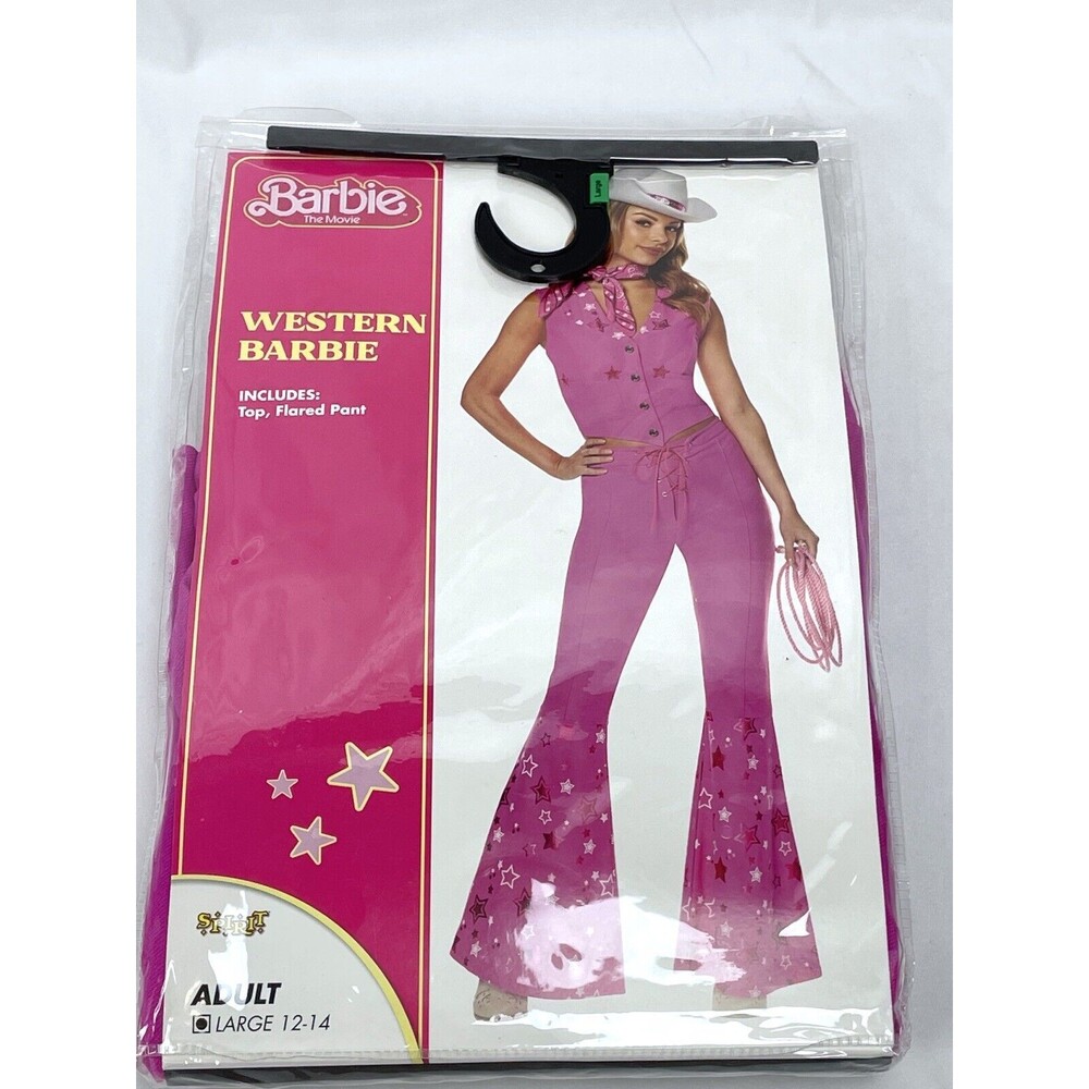 Spirit Halloween Western Barbie Movie Women Large 12-14 Costume Pink Top‎ Pants